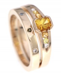 Citrine Fairtrade Gold Engagement Wedding Ring Set